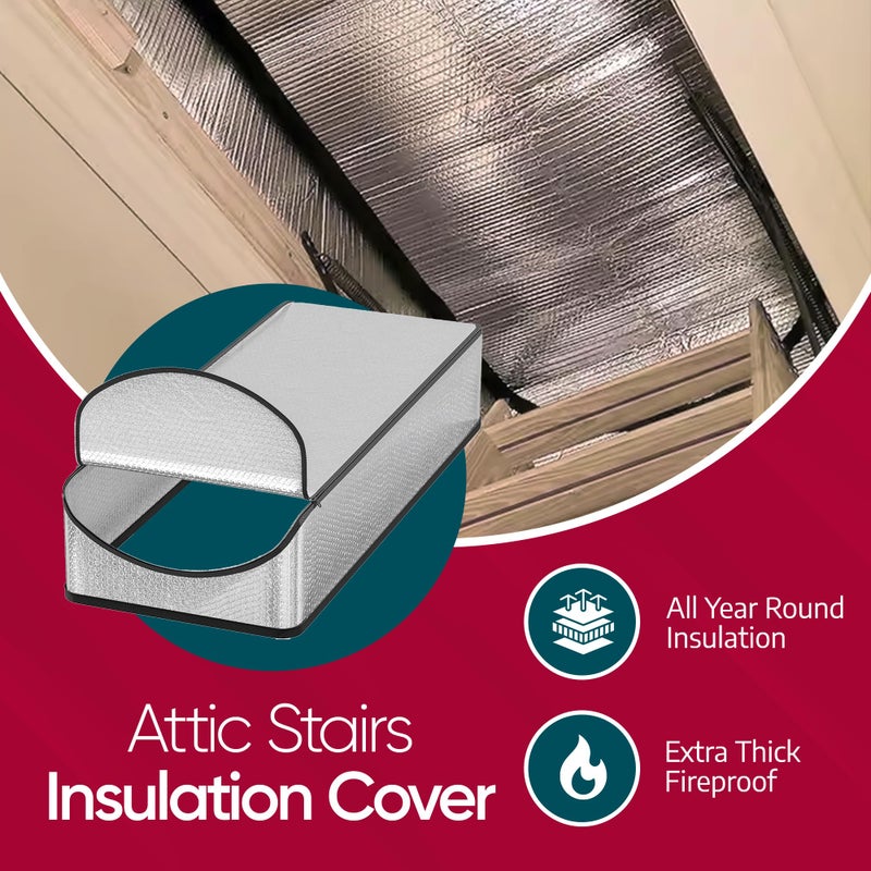 Miloo Attic Door Insulation Cover for Pull Down Ladder or Stair 25" x 54" x 11"- R-Value 15.6 Extra Thick Fire Proof Attic Tent Stairway Insulator with Easy Installation, Door Seal Hatch by Miloo - Image 2